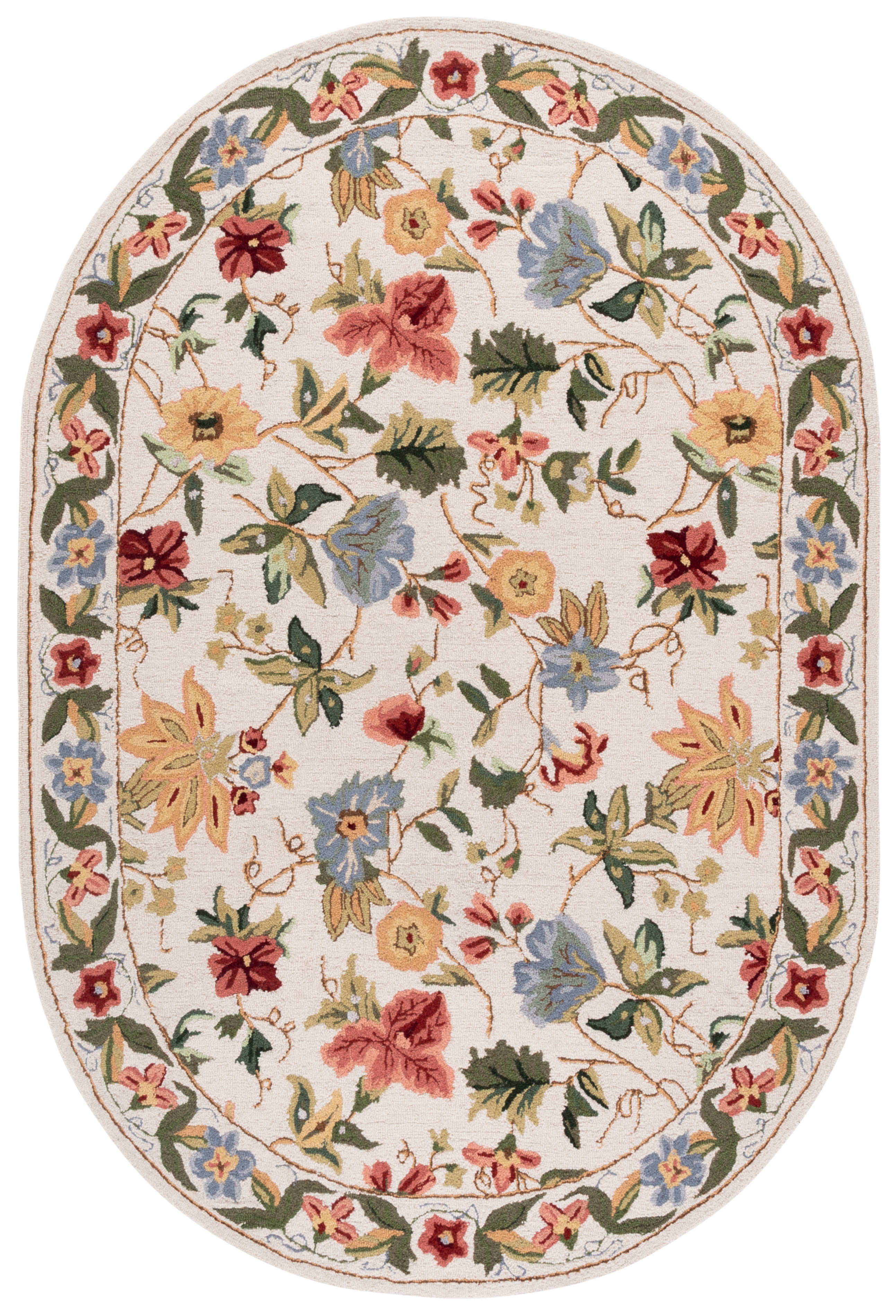 Safavieh Chelsea Gisselle Bordered Wool Area Rug, Ivory, 4' x 6' Oval