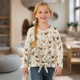 thumbnail image 4 of Xixirimido Roosters Sunflower Dandelion Pattern Girls Long Sleeve Shirts Casual T-shirt Loose Fit Tunic Tops Crewneck Tie-hem Blouse Tees for Fall Winter, Size 7-8, 4 of 7