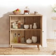 thumbnail image 2 of MELLCOM Buffet Cabinet, Kitchen Storage Cabinet, Sideboard Buffet Cabinet with Storage, with Rattan Decorated Doors and Solid Wood Feet, Natural, 2 of 8