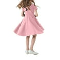 thumbnail image 3 of Odeerbi Kids Girls Summer A-Line Dress Peter Pan Collar Cute Flared Swing Dress Solid Color Short Sleeve Casual Dress Kids Girls Clothes, 3 of 4