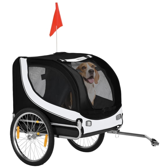 Aosom Dog Bike, Trailer Pet Cart Bicycle Wagon Travel Cargo Carrier, White