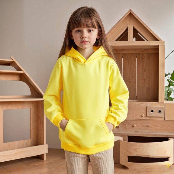 Kids Girls Hoodie Kids Yellow Hoodie Long Sleeve Casual Basic Pullover Sweatshirt Hoodie Warm Fall Winter Clothes Toddler Clothes for Girls 9-10 Years