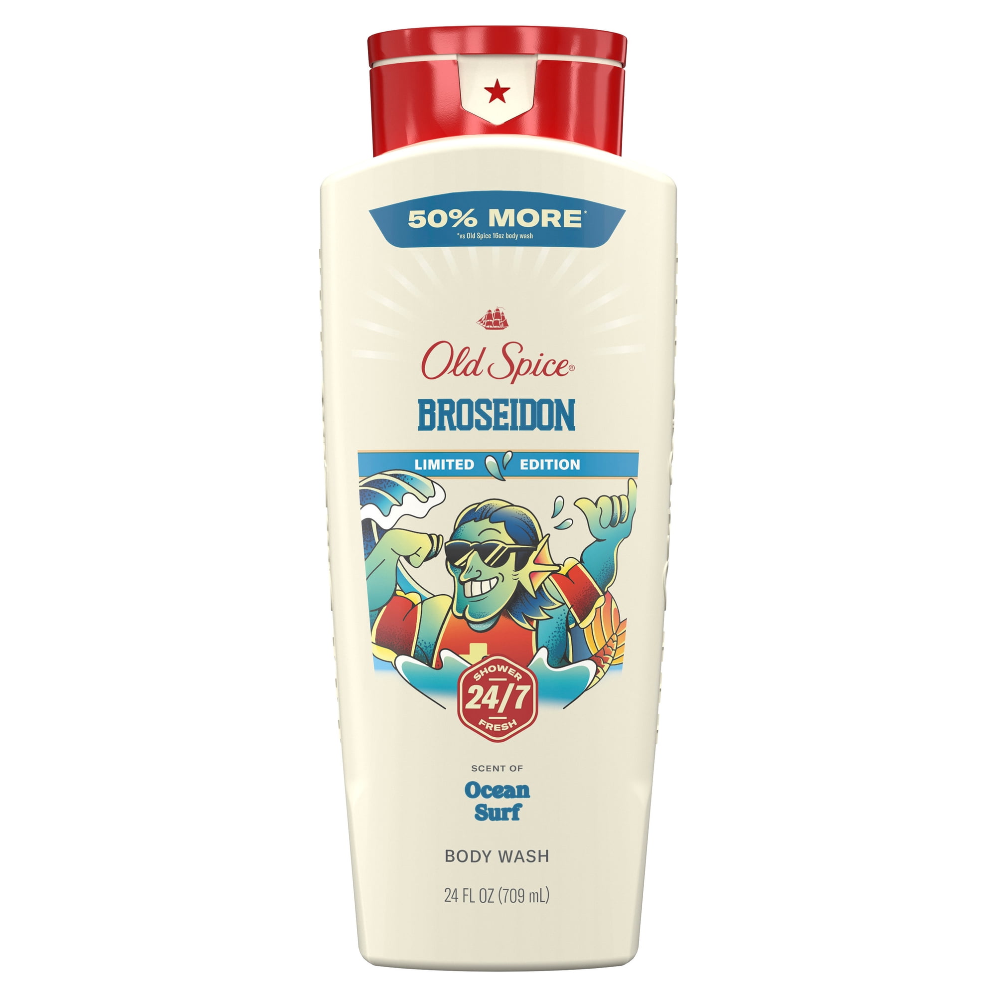 Old Spice Men's Body Wash, Broseidon, Scent of Ocean Surf, Long Lasting, Cleanse & Refresh 24 fl oz