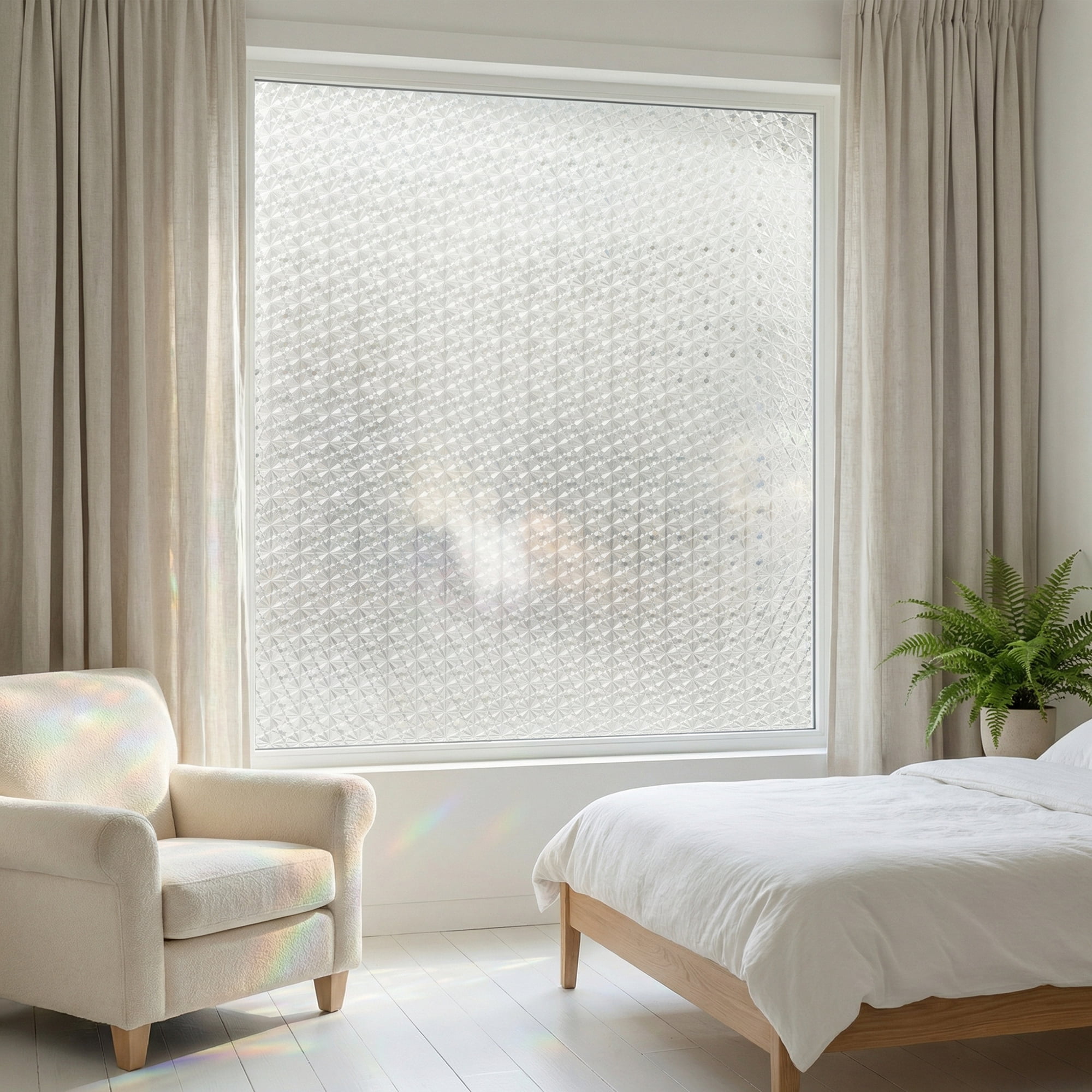 Unique Bargains Decorative Static Cling Window Privacy Film Silver 39.4" x 23.6"