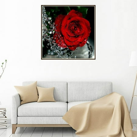 White Rose Picture DIY 5D Diamond Painting Red Rose Rhinestone Embroidery Full Drill Gem Pictures Wall Art Craft and Home Decoration ()