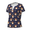 thumbnail image 2 of Naloa Corgi Lying With Moons And Stars Print T-Shirts Short Sleeve V Neck Tees for Women Fashion Tops Trendy Lightweight Soft Casual Summer Outfits Clothes, 2 of 5