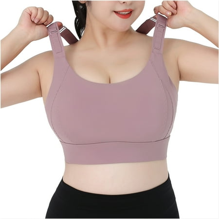 

COBKK Womens Sports Bras Plus Size Women s Strap Large Size Sports Underwear Women s One-piece Bra Shockproof Yoga Clothes Pair Breast Fitness Bra Casual Dressy Sports Bras Purple Size XL