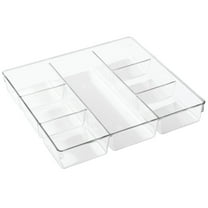 iDesign Linus Plastic Divided Kitchen Utensil Organizer for Drawers, Clear
