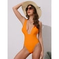 thumbnail image 4 of DARING DIVA Women's Deep V Plunge Monokini Backless Bikini Set X-Large Orange, 4 of 6