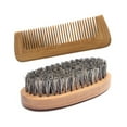 thumbnail image 4 of Awwp Clearance Sale Hair Care Wood Hair Men Hard Round Mustache and Comb Brush Boar Beard Hair Care, 1X Beard Brush, 1X Comb Polyester Hair Care Net Brown, 4 of 5