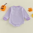 thumbnail image 4 of YDFCWXW Baby Girls Romper Long Sleeve Round Neck Halloween Print Sweatshirt Romper (Purple, 6-12 Months), 4 of 7