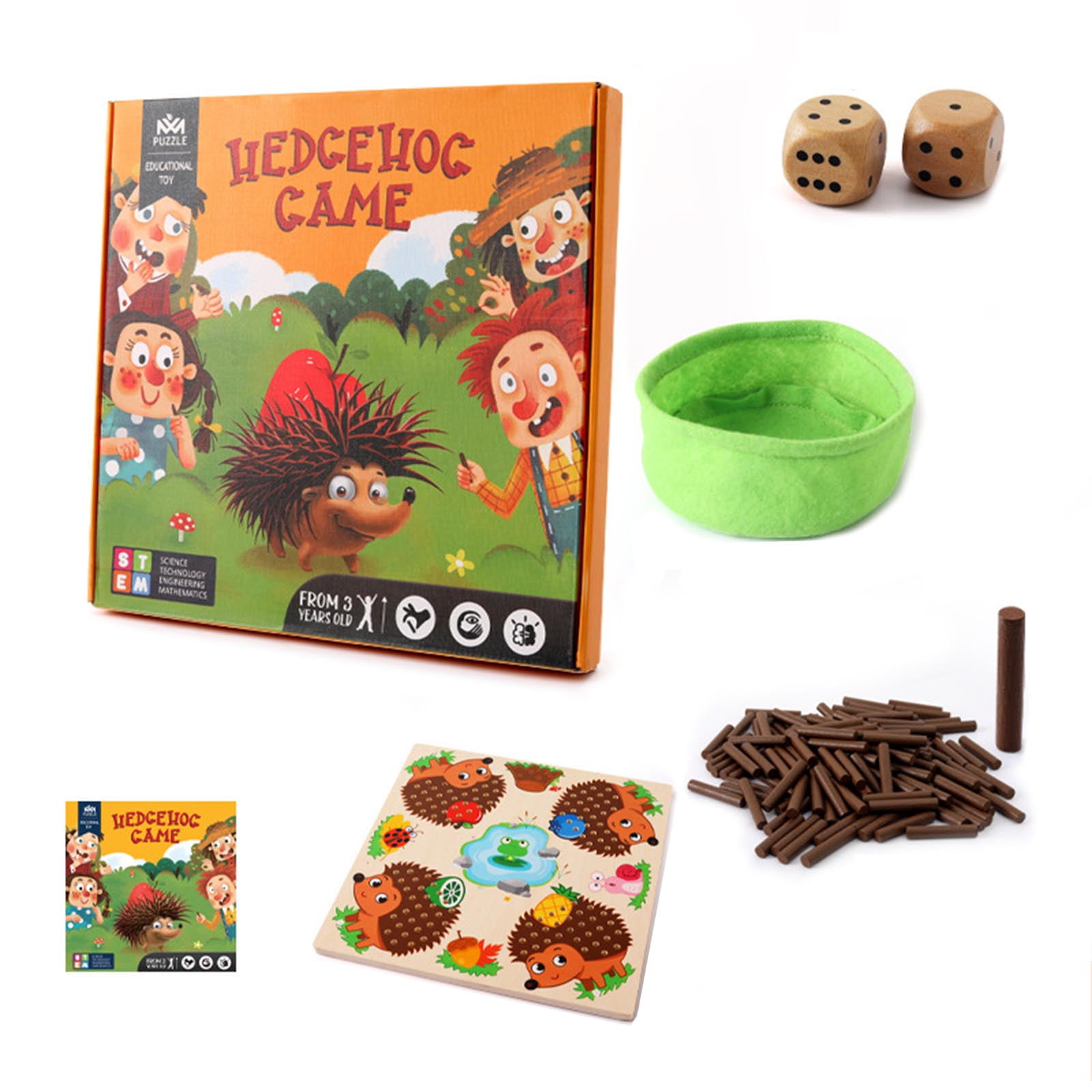 JULYING Wood Plugging Toy Number Addition Operation Math Toy Hedgehog