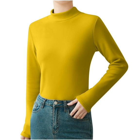 hotojiny Women's Mock Neck Undershirt Soft Comfy Long Sleeve Pullover Tops Casual Fitted Stretch Base Layer Underwear Tee