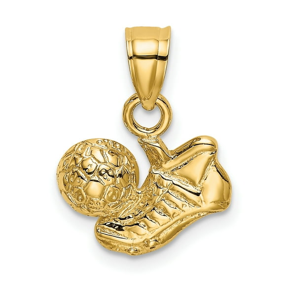 14k Yellow Gold Soccer Ball with Shoe Charm Pendant