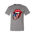thumbnail image 2 of Wild Bobby, American Flag Lips Tongue Out, Men Graphic Tees, Heather Grey, Large, 2 of 3