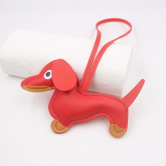 Euaioeiu Leather Sausage Dog Keychain Handmade Pet Lover Gift for Women, Cute Dachshund Pendant Bag Charm Accessory for Purse Backpack Car Keys