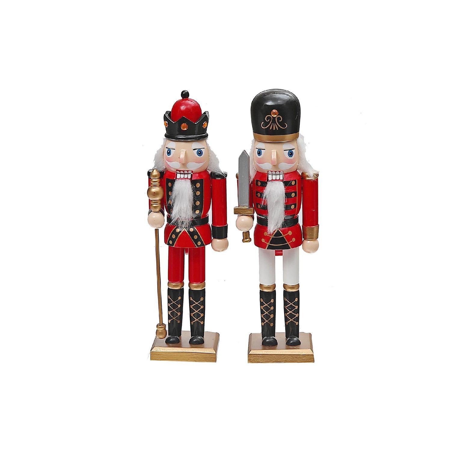 Christmas Wooden Nutcracker Figurine  11" - Set of 2