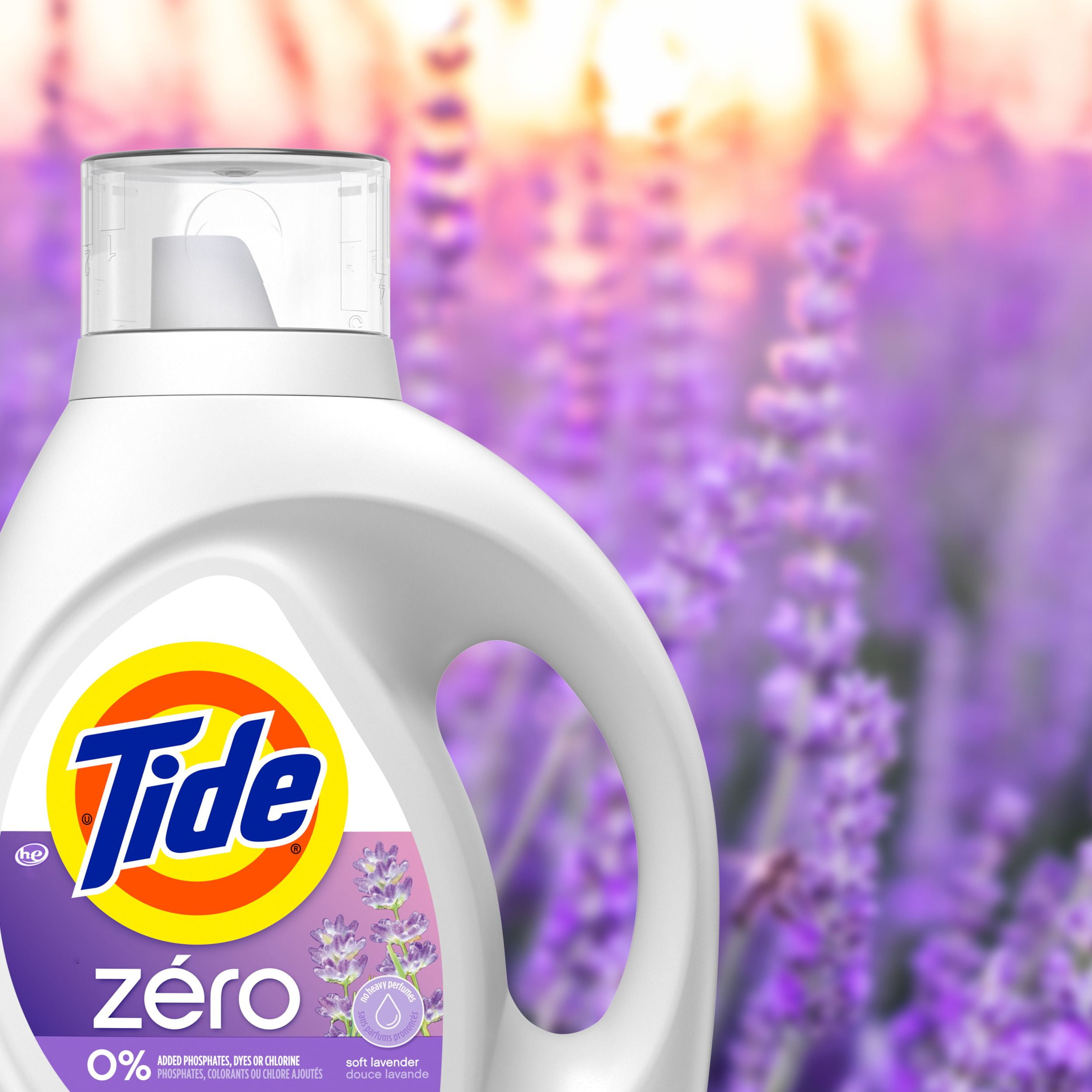 Détergent à lessive liquide Tide Zero, parfum Douce lavande, technologie CleanScent 3.1L