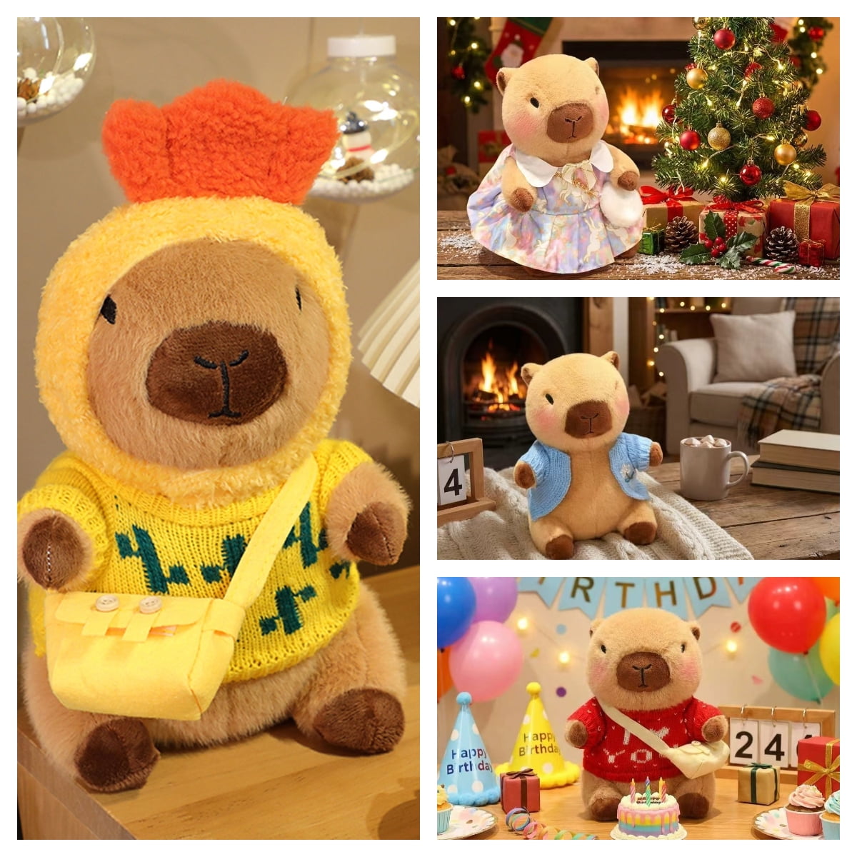 Capybara Plush with  Clothes & Accessories, Dress Up Capybara Stuffed Animal plush toys , 10.2 in Cute Plushies for Girl/Boy Birthday or Christmas Gift