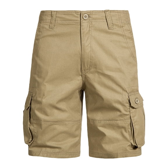 Enridrech M-4XL Big and Tall Shorts for Men Cotton 5 Inch Cargo Pant with Pockets Button Waist Solid Color Short Pants