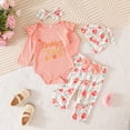 thumbnail image 5 of masbird Newborn Infant Girl Clothes Rib Knit Romper Daisy Print Pants Headband Baby Clothes for Girls 0 3 6 12 18 24 Months,Pink,6-9 M, 5 of 9