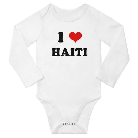 

I Heart Haiti Love Haiti Baby Long Rompers Bodysuit (White 3-6 Months)