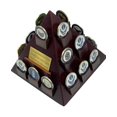 thumbnail image 1 of DECOMIL - Pyramid Shaped Military Challenge Coin & Poker/Casino Chip Display Solid Wood - Cherry Finish Customize, 1 of 4