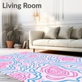 thumbnail image 2 of ODIKA 6'x9' Machine Washable Non-Slip Area Rug, Modern Abstract Blossom Maze with Painterly Watercolor Swirls High Traffic Rug, Pink, 577035, 2 of 7