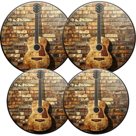 

Electric Stove Burner Covers 4 Pcs Round Gas Burner Cover 8 and 10 Inch Aged Guitar with Story on Textured Wall