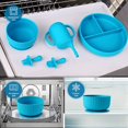 thumbnail image 3 of AYAOQIANG Soft Silicone Baby Feeding Set, Baby Led Weaning Set Infant Self Eating Utensil Set 7pcs Gray Blue, 3 of 8