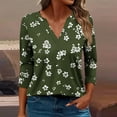 thumbnail image 1 of Awdenio - Camisetas de manga larga para mujer, blusas holgadas con estampado juvenil, blusas informales con cuello en V y mangas 3/4, 1 of 5