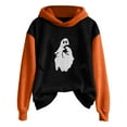 thumbnail image 2 of GuzomFashion Womens White Hall-oween Hoodie - Ghost & Black Cat Graphic, 100% Polyester, Relaxed Fit, Inclusive Sizes S-XXXXXL,Size S, 2 of 5