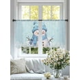 thumbnail image 4 of Light Blue Christmas Sheer Curtains 54 Inches Long 2 Panels Snowman with Cap Xmas Snowflake Light Filtering Semi Sheer Window Curtains Drapes for Bedroom Living Room 52"x54"x2, 4 of 7