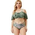 thumbnail image 5 of Women's Plus Size One Piece Swimsuits Bathing Suits for Women Sexy Halter Plunge Neck Swimsuit Lace Up Swimwear XL-5XL - Lotus leaf green, 5 of 6