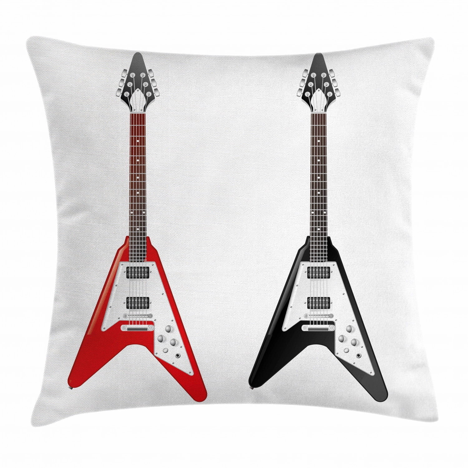 Guitar Throw Pillow Cushion Cover, Musical Instrument with V Shaped