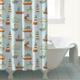 thumbnail image 5 of Ocean Shower Curtain Waterproof Fabric with Plastic Hooks, Nautical Coastal Marine Sea Boat Waves Lighthouse Bathroom Shower Curtain, Map Compass Coral Fishing Travel Pattern, 5 of 5