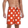 thumbnail image 2 of Susaid Orange And White Polka Dot1 Print Mens Shorts, Breathable Lounge Sleepwear Set with Elastic Waistband and Pockets-Medium, 2 of 6