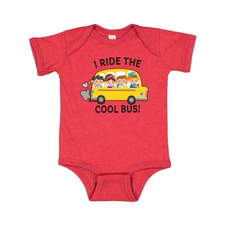 

Inktastic I Ride The Cool Bus with Yellow School Bus and Kids Gift Baby Boy or Baby Girl Bodysuit
