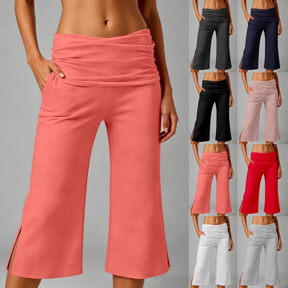 ibiyuan Gaucho Pants for Women High Waist Wide Leg Palazzo Pants for Women Stretchy Womens Trousers Drawstring Womens Lounge Pants Summer Beach Vacation