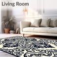 thumbnail image 2 of ODIKA 6'x9' Machine Washable Non-Slip Area Rug, Floral Swirl Scroll Artisan Crafted Decorative High Traffic Rug with Pad, Black, 592420, 2 of 8