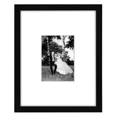 Mutt Mat - 11x14 Black Picture Frame - Matted to Fit Pictures 5x7 Inches or 11x14 Without Mat