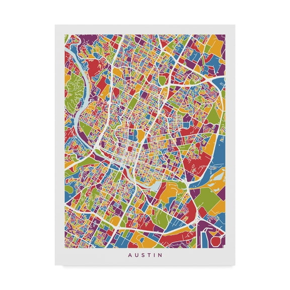 Trademark Fine Art 'Austin Texas City Map IV' Canvas Art by Michael Tompsett