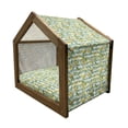 thumbnail image 2 of Nature Pet House, Blooming Lemon Tree on Striped Paintbrush Background Evergreen Art, Outdoor & Indoor Portable Dog Kennel with Pillow and Cover, 5 Sizes, Fern Green Seafoam, by Ambesonne, 2 of 5