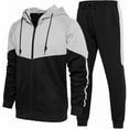 thumbnail image 1 of Chándal deportivo con capucha para hombre, manga larga, cremallera completa, pantalones deportivos, conjunto deportivo de dos piezas con parches, 1 of 5