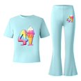 thumbnail image 5 of Tisuna Girl'S 2 Pieces Casual Outfits Set 41 Number Print Short Sleeve Crew Neck Tops With Flare Leg Pants Stylish Comfortable Big Kids Summer Daily Clothes Set Mint Green, 5 of 5