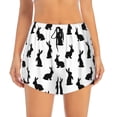 thumbnail image 2 of Balery Black Rabbit Pantalones cortos deportivos para mujer con forro y dos bolsillos, elásticos, para entrenamiento, gimnasio, yoga-Small, 2 of 7