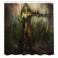 thumbnail image 3 of Ambesonne Fantasy Shower Curtain, Ghost King in Field, 69"Wx70"L, Green and Brown, 3 of 5