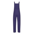 thumbnail image 3 of Women's Cotton Linen Overalls Long Baggy Casual Romper Jumpsuit with Pockets Wide Leg Plus Size Summer Casual Outfit Workwear Vacation Wear Purple S-2XL, 3 of 3