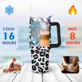 thumbnail image 4 of 40oz Fashion Leopard Pattern Stainless Steel Flip Straw Tumbler Spill Proof Travel Cup Double Wall Vacuum Insulated Coffee Mug with Top Handle, 4 of 6