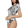thumbnail image 2 of The Xecao Cats Group Women's Crew Neck Body Suit, a short-sleeved bodysuit and basic swimsuit, both comfort and style for dating and daily life, 2 of 9